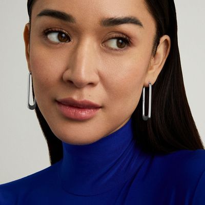 Crosby Drop Hoops, Silver