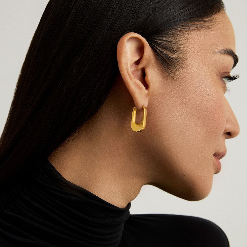 Crosby Hinged Huggie Hoops, Gold