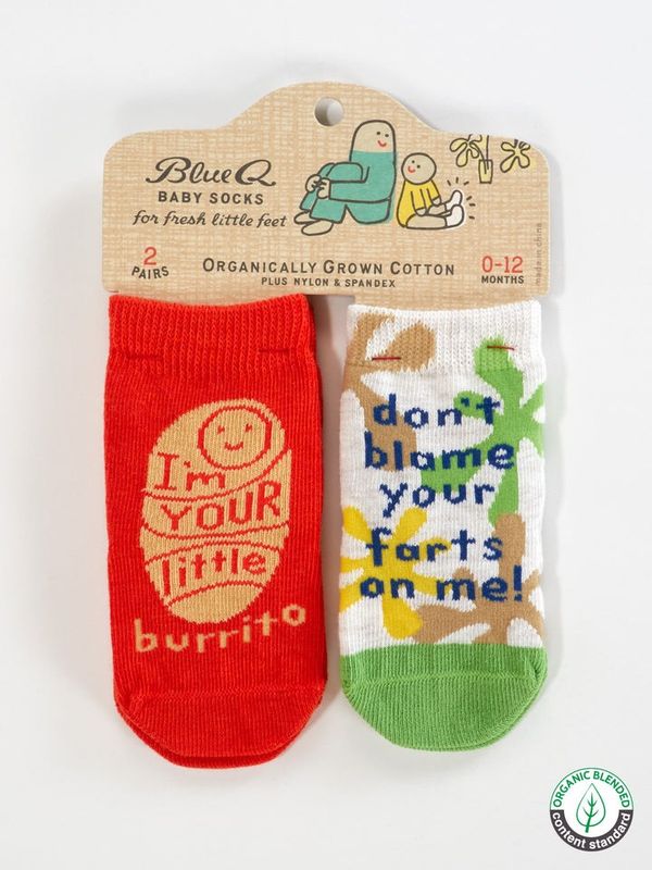 I&#39;m Your Little Burrito/ Don&#39;t Blame Your Farts On Me Baby Socks