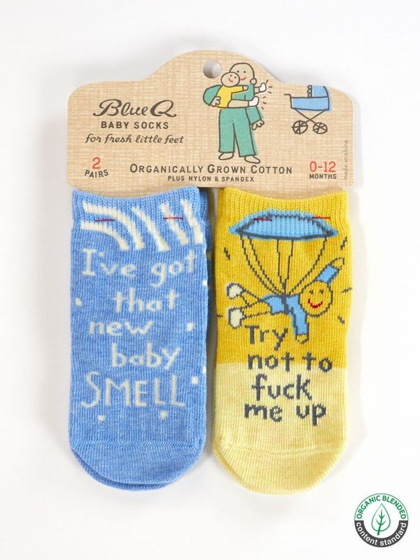 I&#39;ve Got That New Baby Smell/ Try Not To Fuck Me Up Baby Socks