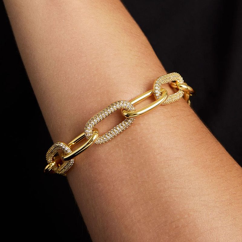 Solene Pavé Link Bracelet, Gold