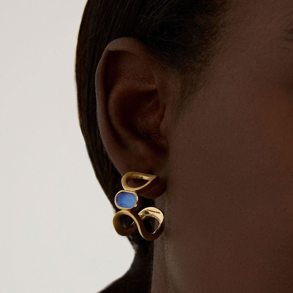 Bowery Gemstone Hoops, Midnight Blue