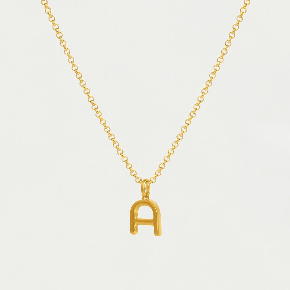 Classic Initial Necklace, Gold, Color: A