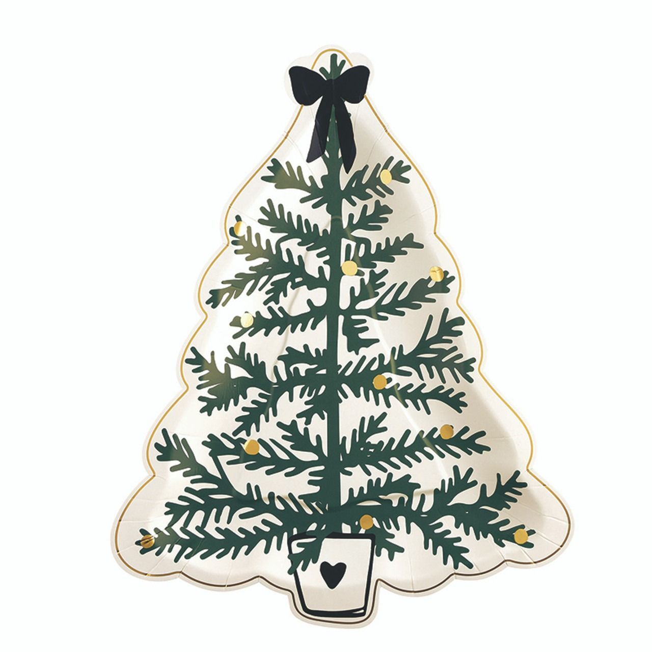 Black Bow Tree Paper Plates