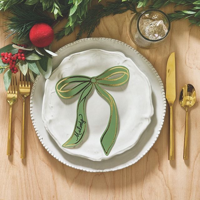 Green Bow Placesetting Cards