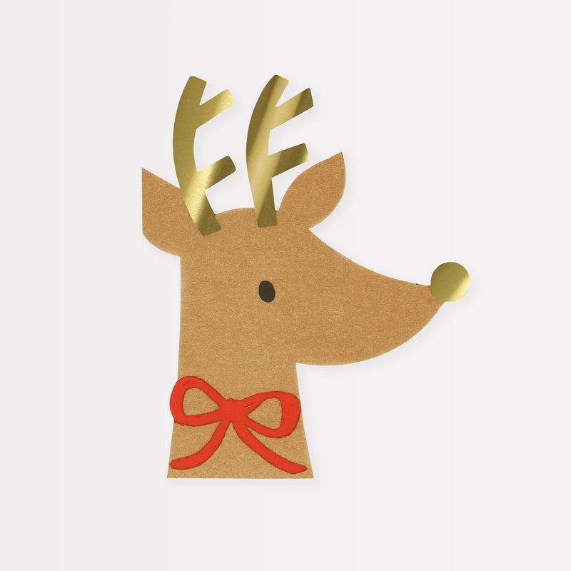 Reindeer With Red Bow Napkins, Set of 16