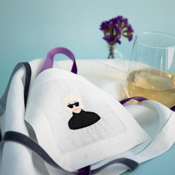 Andy Warhol Embroidered Cocktail Napkins, Set of 4