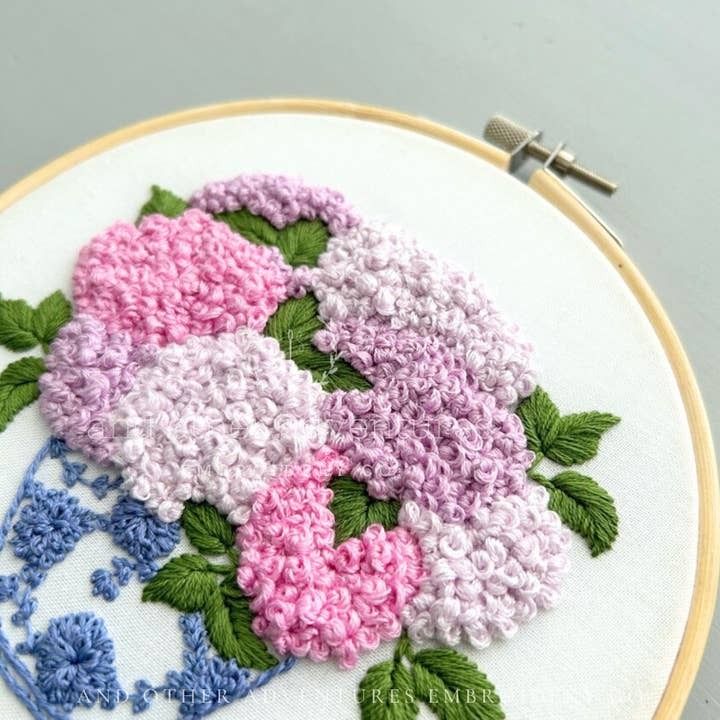Hand Embroidery Kit - Pink Hydrangeas in Ginger Jar