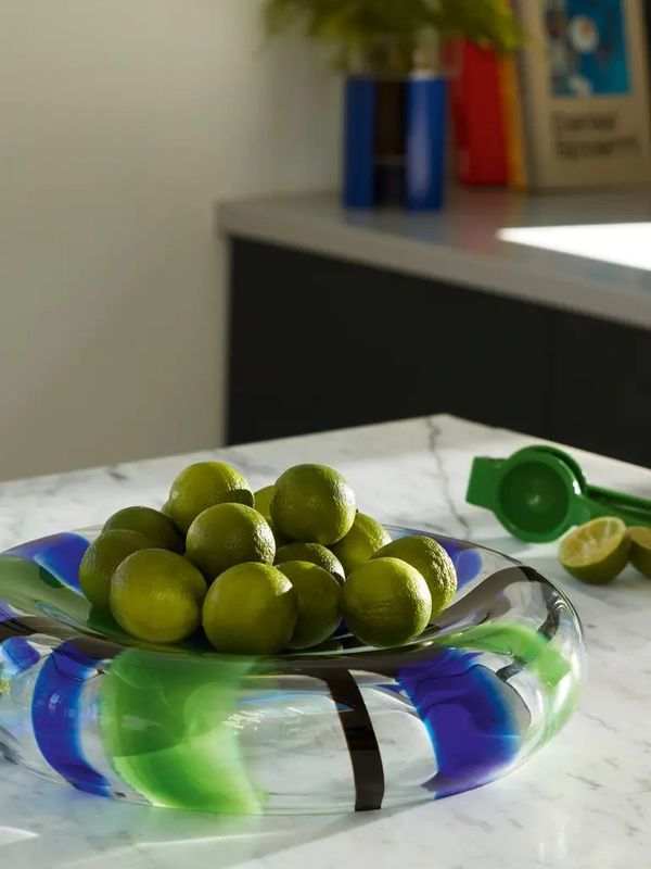 Folk Platter 14.25in Black/Blue/Green