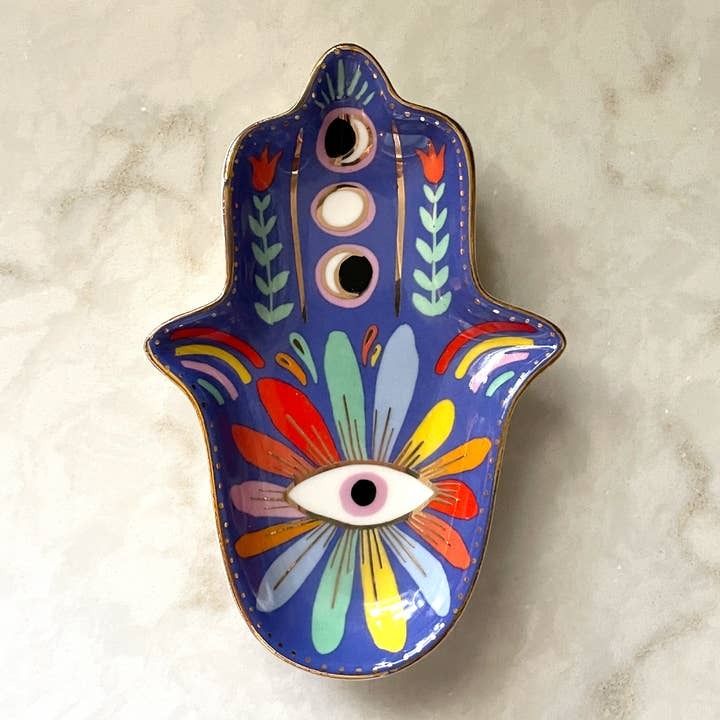 Hamsa Porcelain Trinket Dish