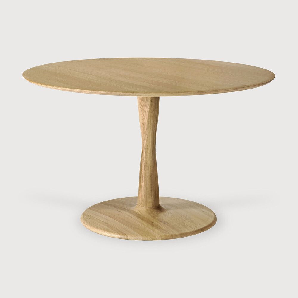 Torsion dining table - varnished oak - round, 50 x 50 x 30