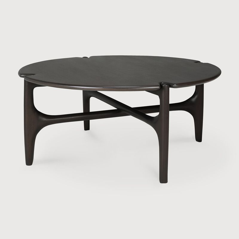 PI coffee table - varnished mahogany - dark brown - round, 31.5 x 31.5 x 14