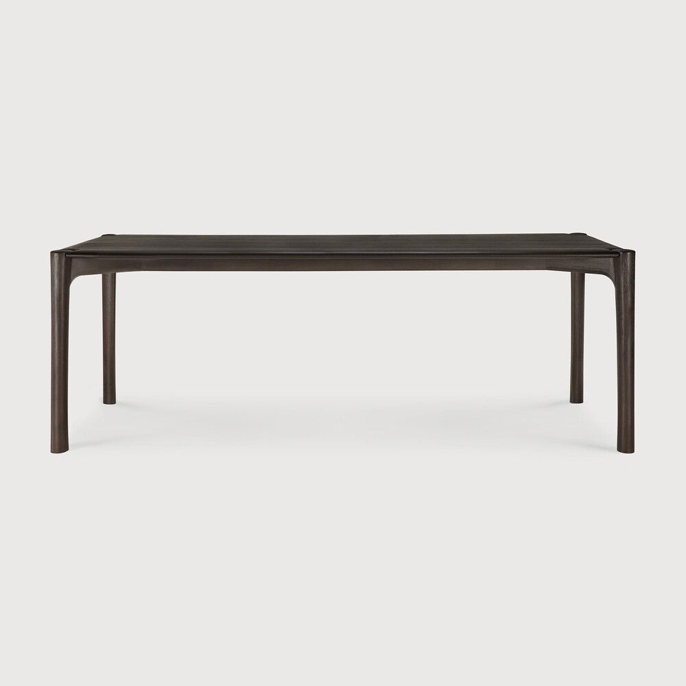 PI dining table - varnished teak - dark brown - rectangular