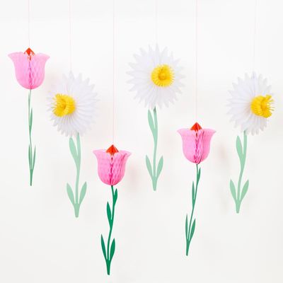 Honeycomb Flower Decorations (x 6)