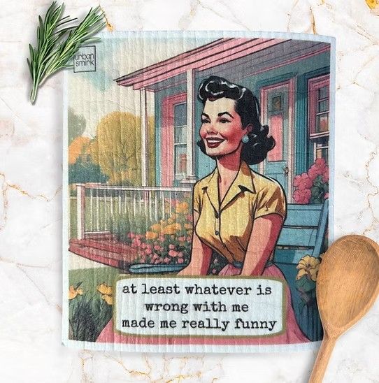Wrong with Me Made Me Funny Swedish Dishcloth