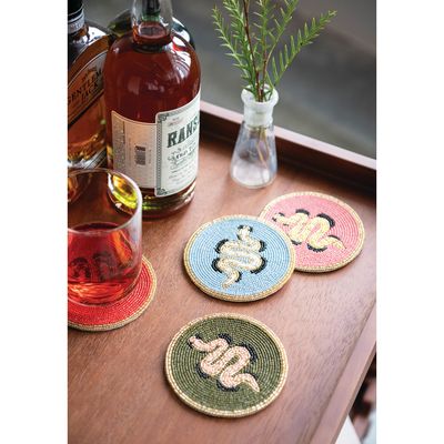 Beaded Snake Coasters, Set of 4