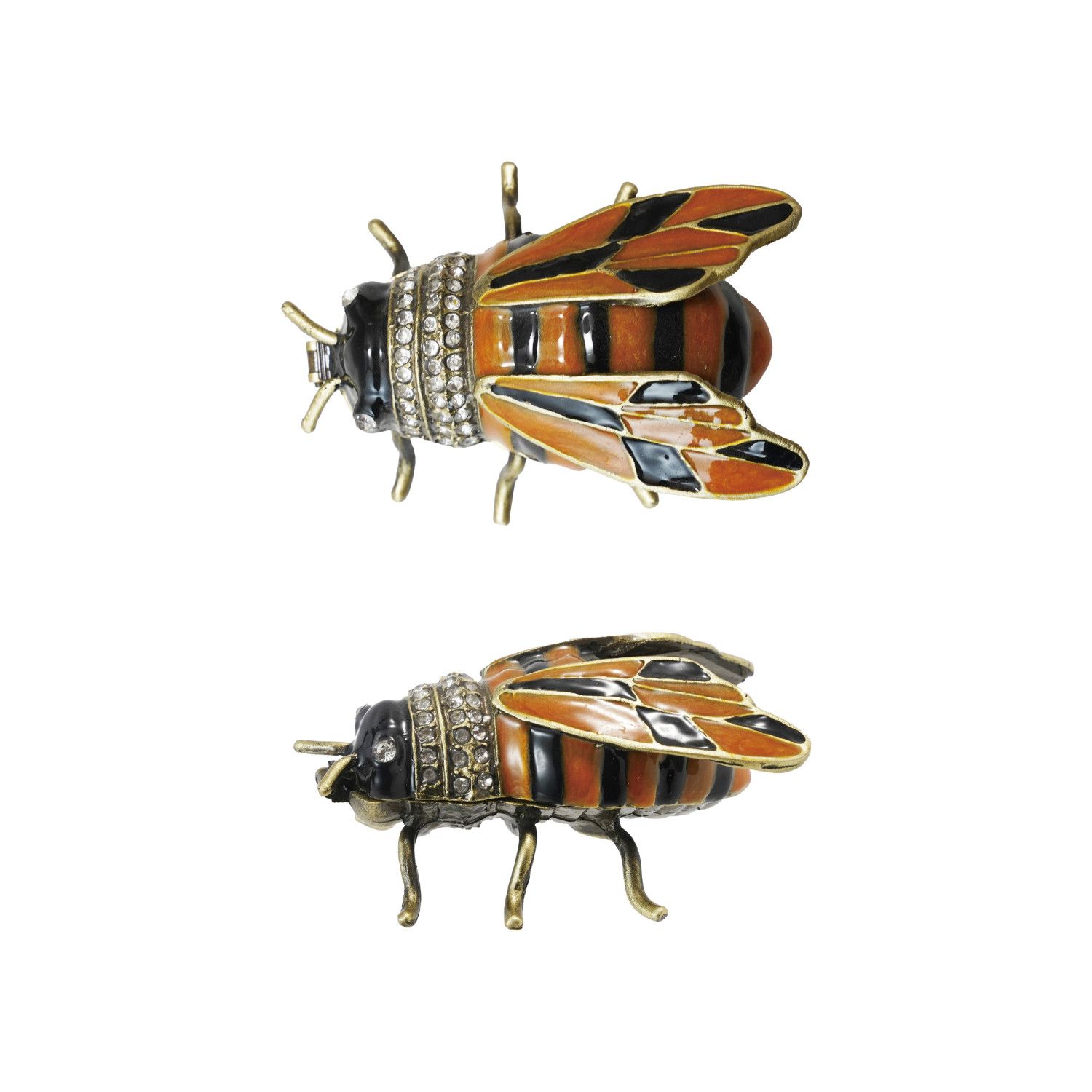 Enameled Metal Bee Trinket Box
