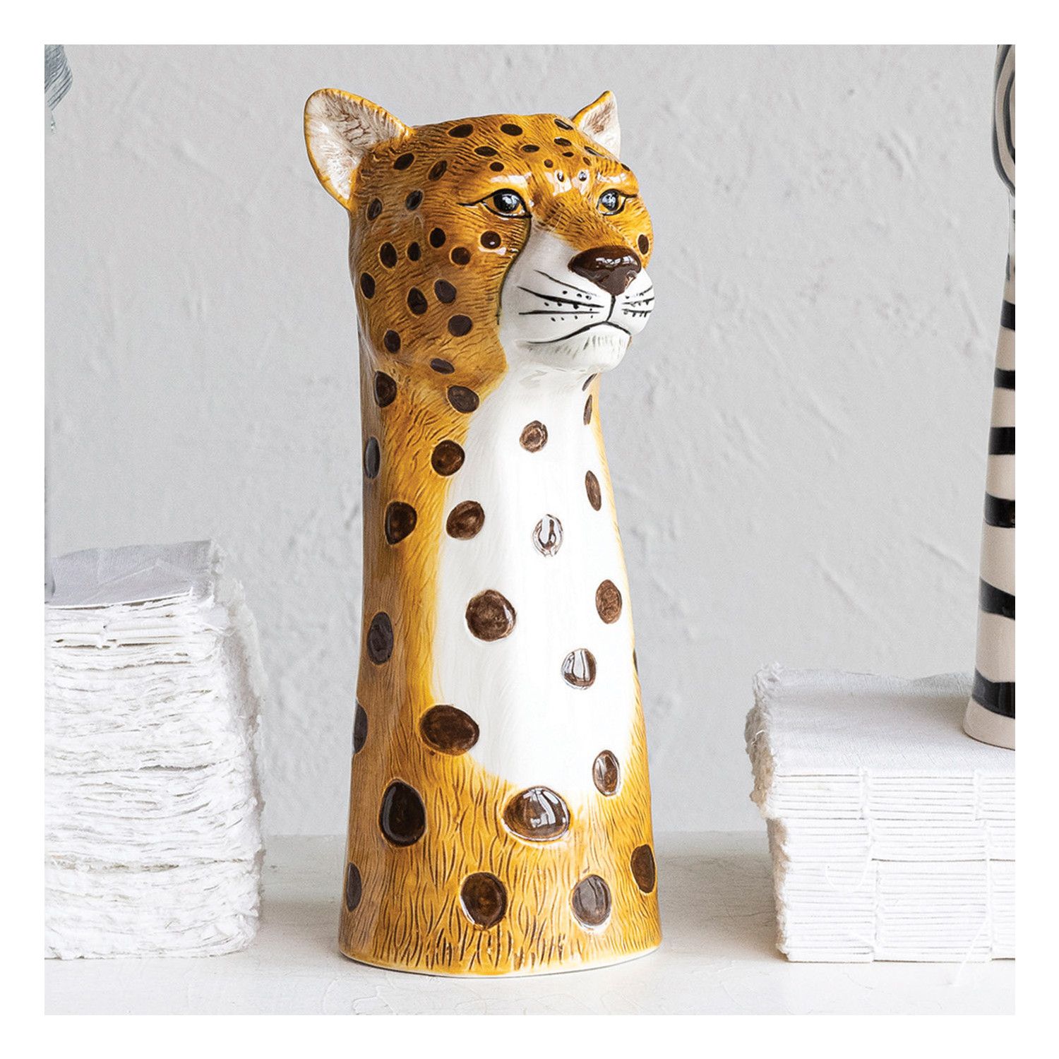 Hand-Painted Cheetah Vase