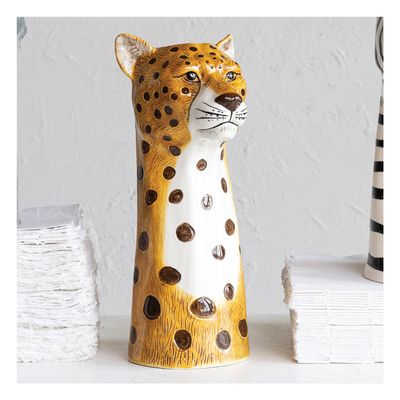 Hand-Painted Cheetah Vase
