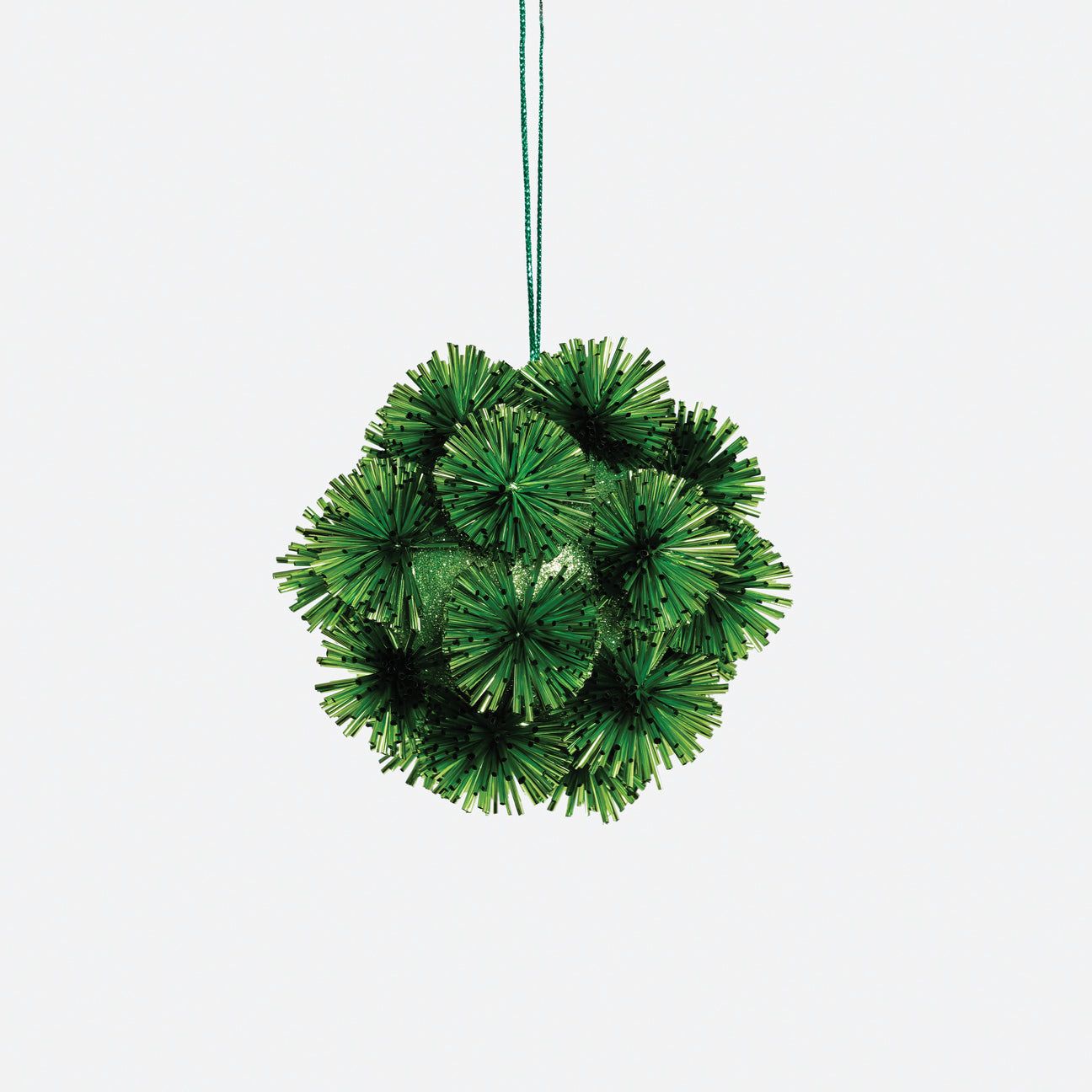 Festive Fiber Blend Pom Pom Ornament Green