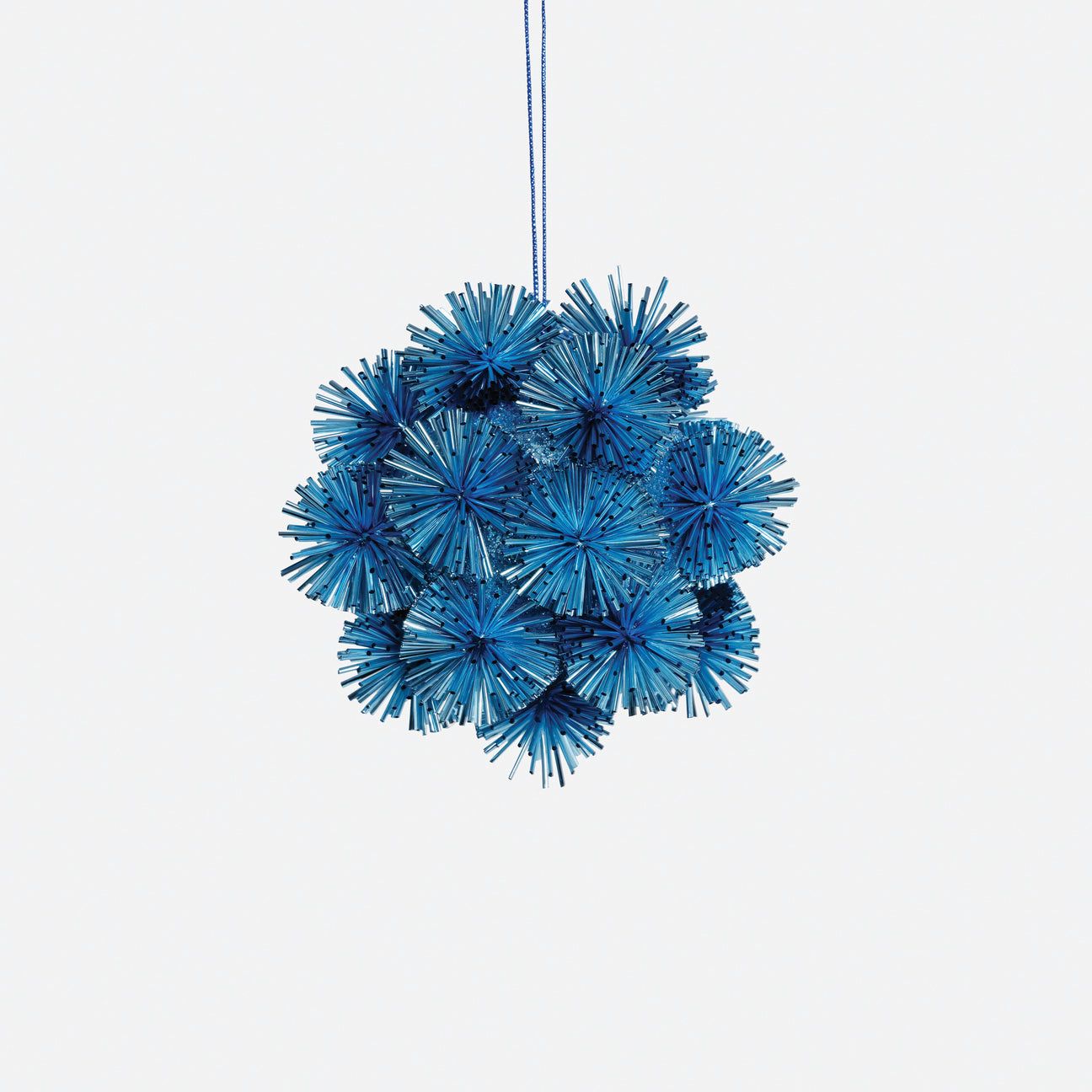 Festive Fiber Blend Pom Pom Ornament Blue
