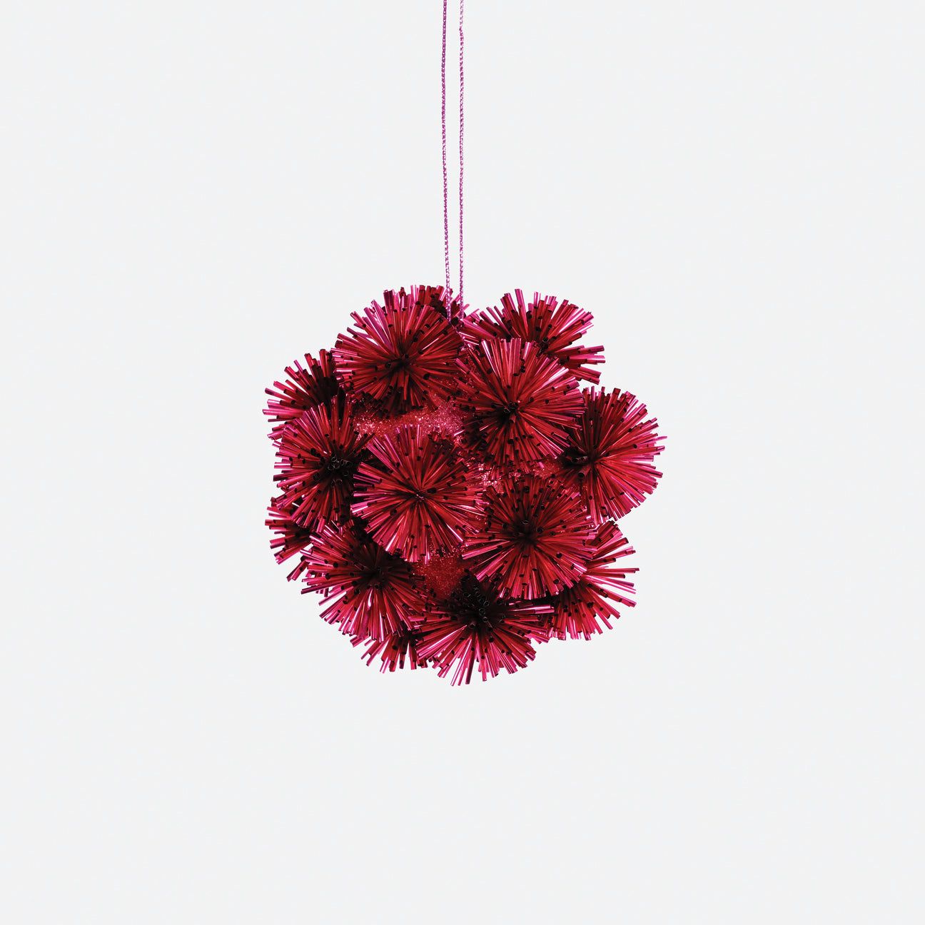 Festive Fiber Blend Pom Pom Ornament Hot Pink