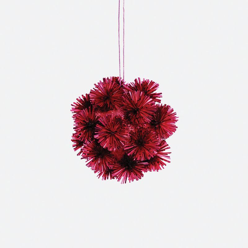 Festive Fiber Blend Pom Pom Ornament Hot Pink