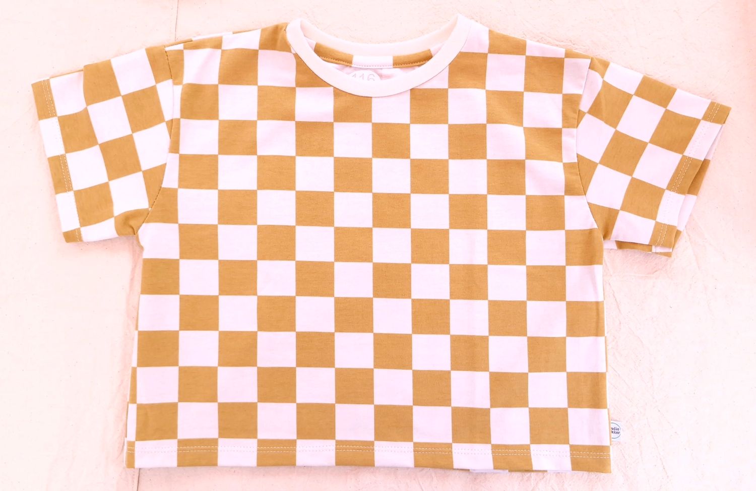 Shirt blokjes geel kort