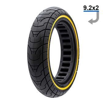 Pneu plein ultraléger 9,2x2-6,1/B34 - ligne jaune