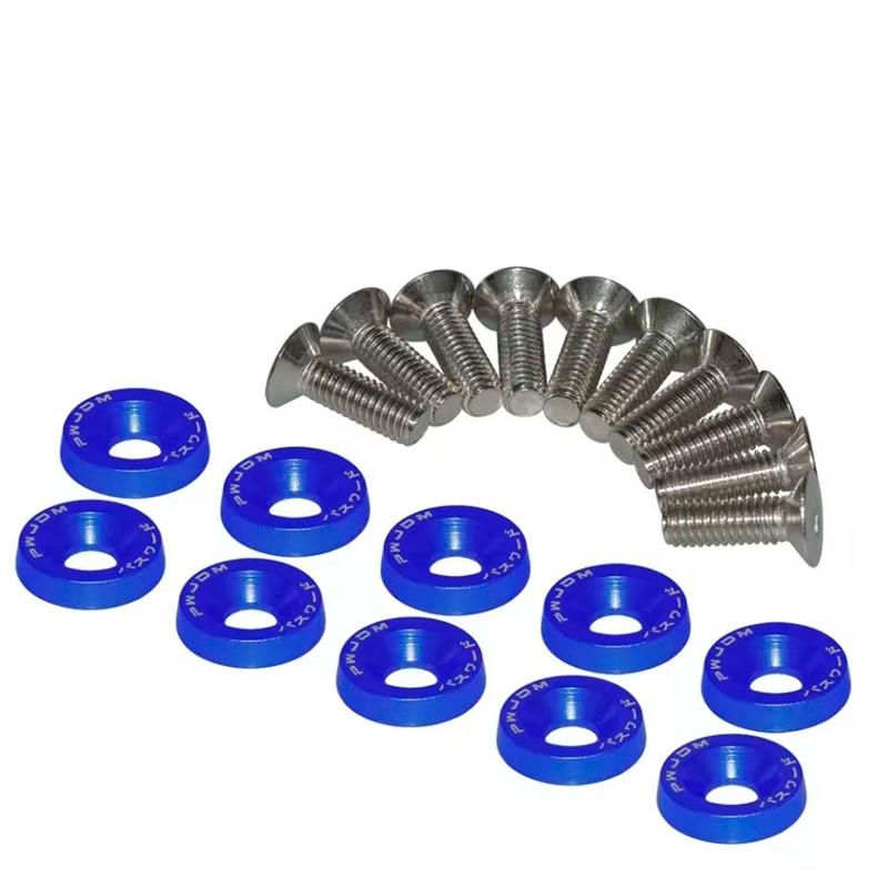 Rondelle JDM bleue avec vis M6x16 - 10 pcs.