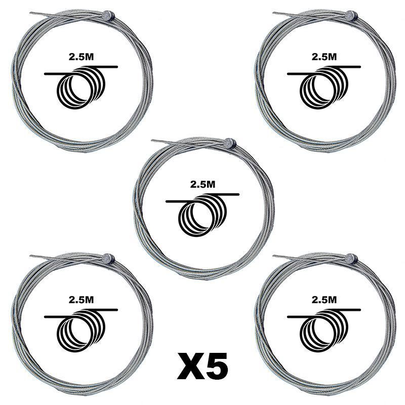 Pack de 5 Câbles de Frein en Acier - 2,5 m