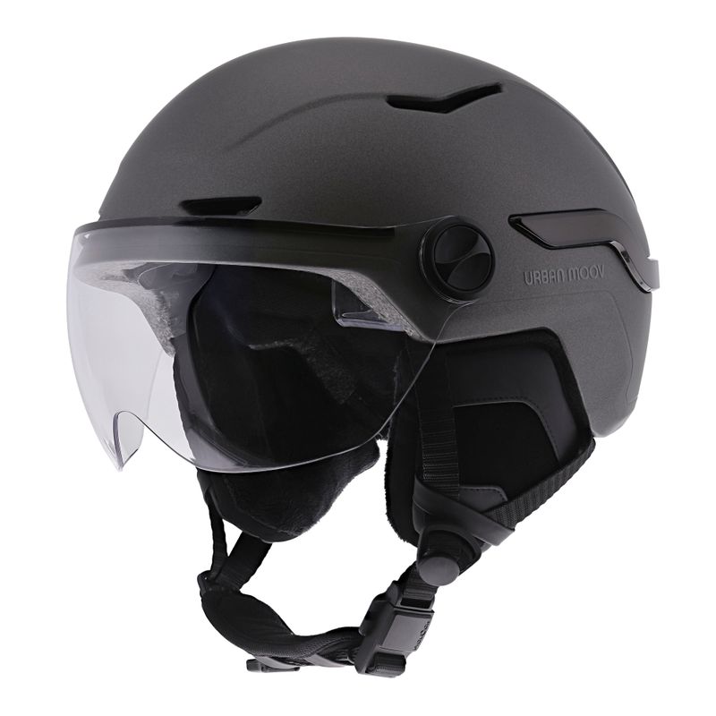 Casque Vélo/trottinette Adulte Urbain P2R CP03 Gris - Éclairage Intégré Et Visière - Neuf