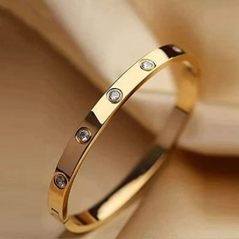 Stainless Steel Contemporary Gold-Plated Love AD Anti-Tarnish Bracelet for Women