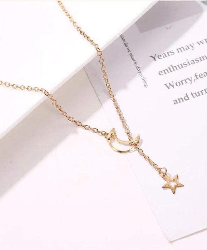 Gold-Plated Moon-Star Necklace for Women