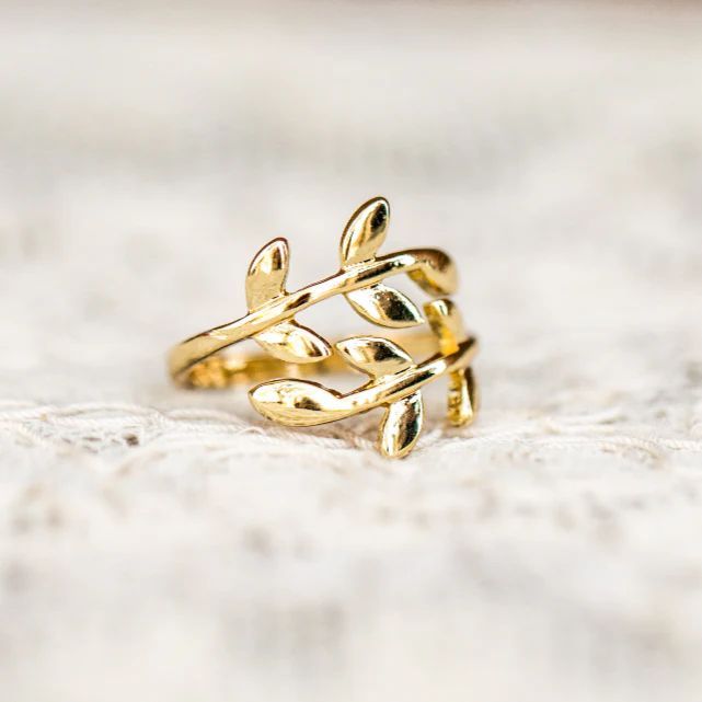 Women Gold Plated Adjustable Floral Finger Ring