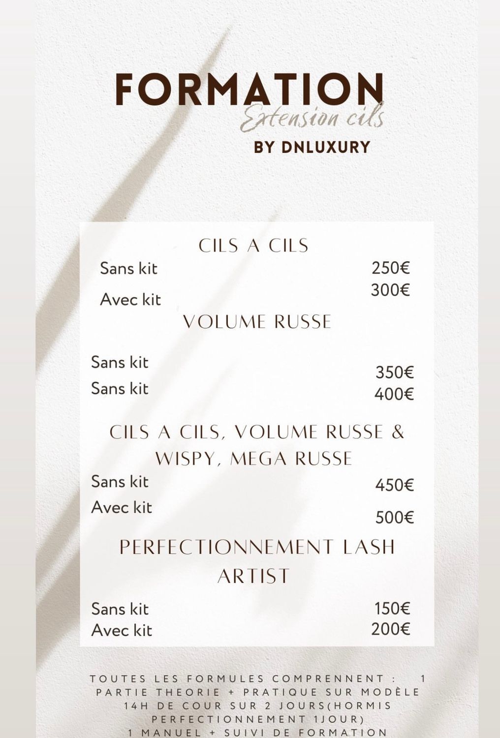 Formations technicienne de cils