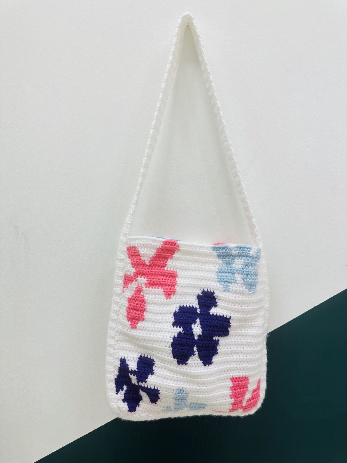 Flower Tote Handbag, Colour: White