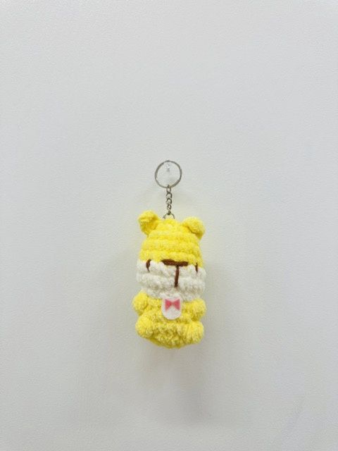 Velvet Teddy Keychain, Colour: Yellow