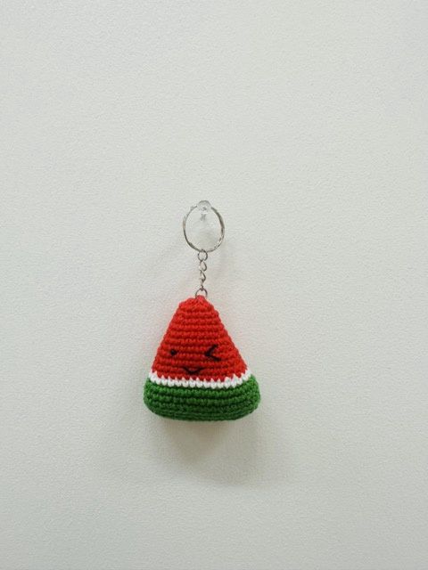 Winking Watermelon Keychain, Colour: Red