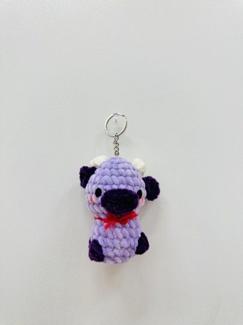 Cuddly Cow Keychain, Colour: Purple