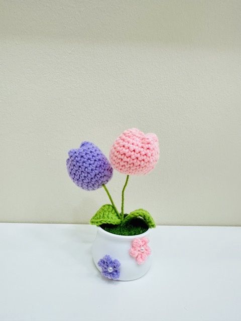 Two Tulips Flowerpot, Colour: pinkpurple