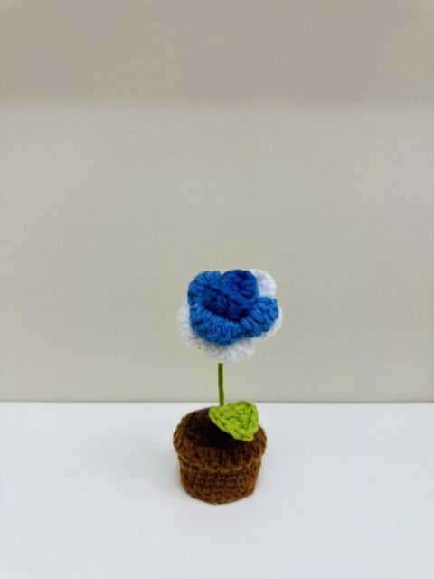 Single Rose Flowerpot, Colour: Light Blue