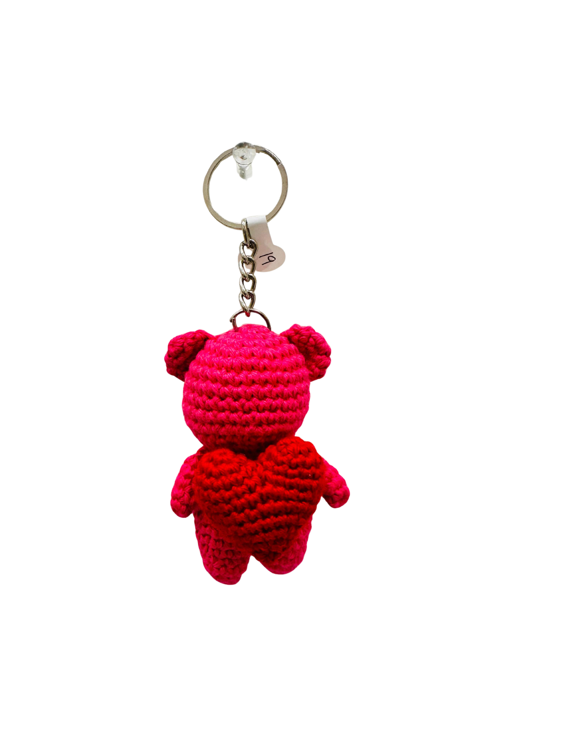 teddy with heart keychain, color: pink