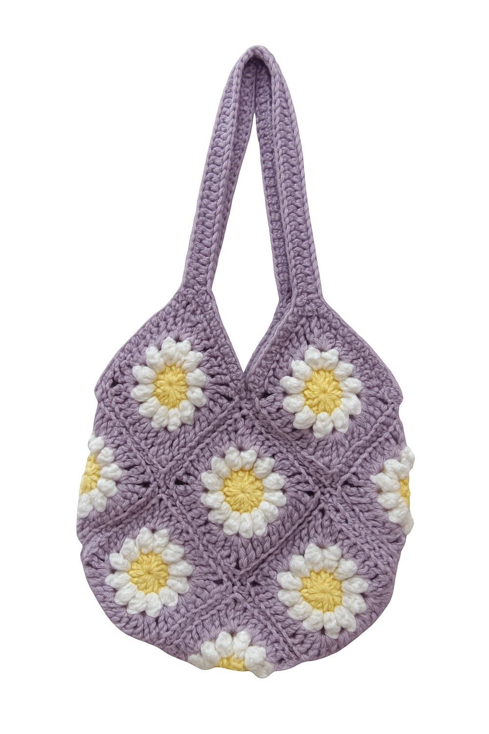 Purple Granny Square Tote Handbag