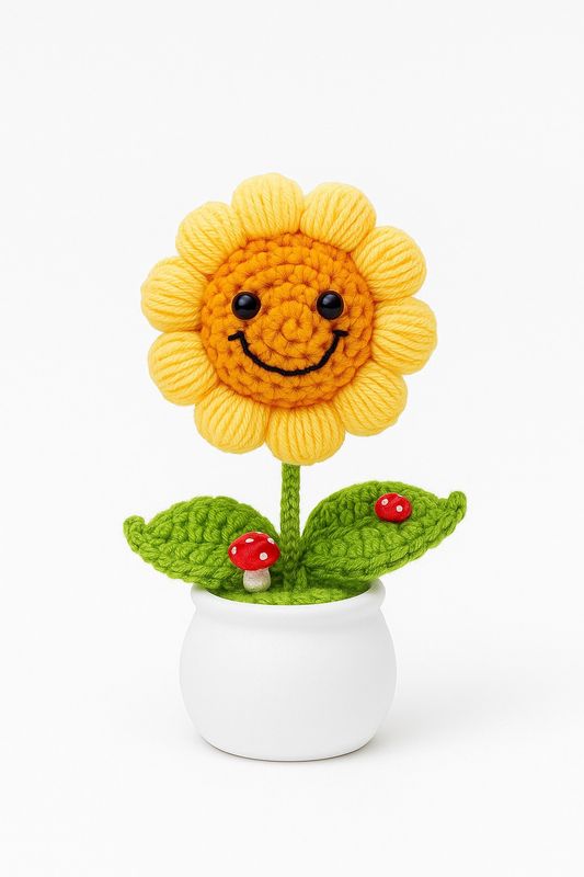 Smiley Sunflower w Mushroom &amp; Bug
