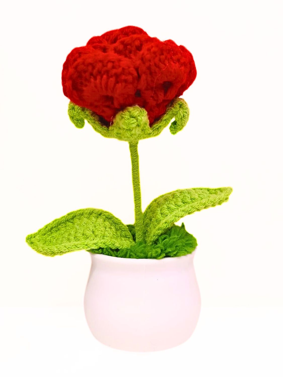 Single Rose Flowerpot big, Colour: Red