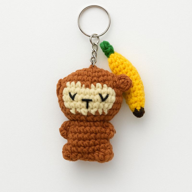 monkey with banana keychain