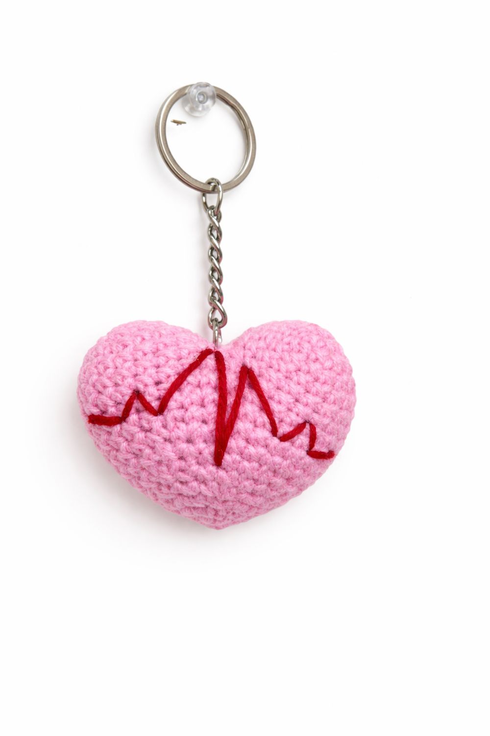 Heart beat key chain, Pattern: pink