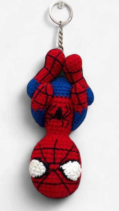 Reverse hanging spidy keychain