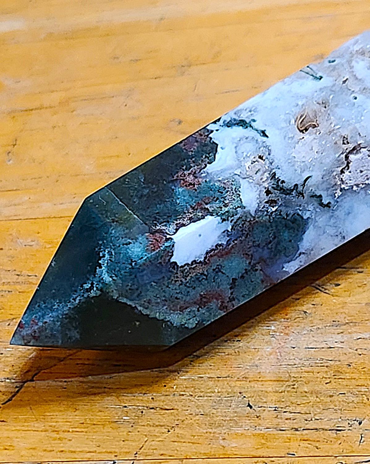 Green Watergrass Moss Agate Obelisk/Point